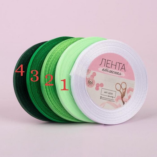Лента атласная, 6 мм, зеленый № 4